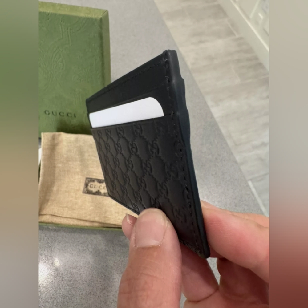 Gucci Black Embossed Leather Card Case - Picture 4 of 4
